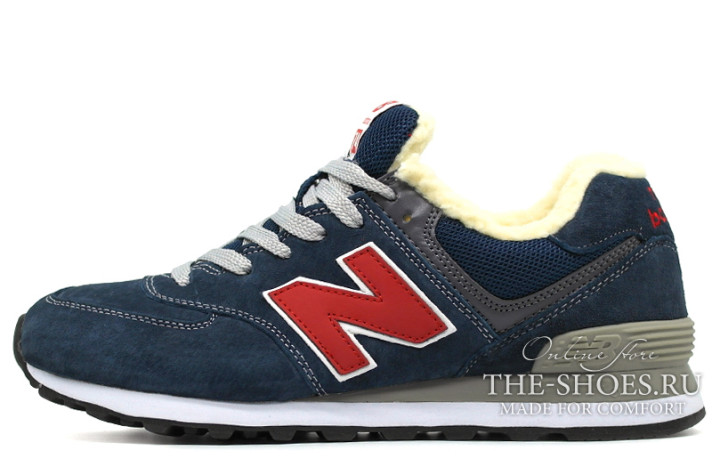 Кроссовки New Balance 574 winter bright blue  синие
